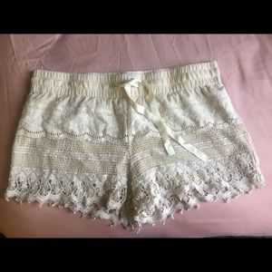 Cream Crochet Shorts